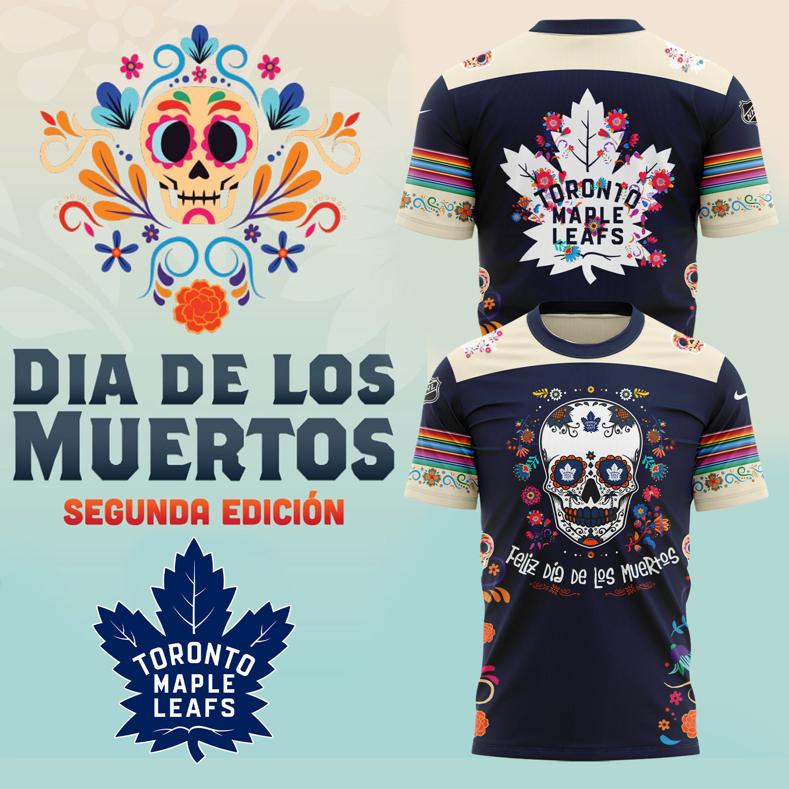 Toronto Maple Leafs NHL Dia De Los Muertos Premium Tee - Famjoys Toronto Maple Leafs NHL Dia De Los Muertos Premium Tee - Famjoys