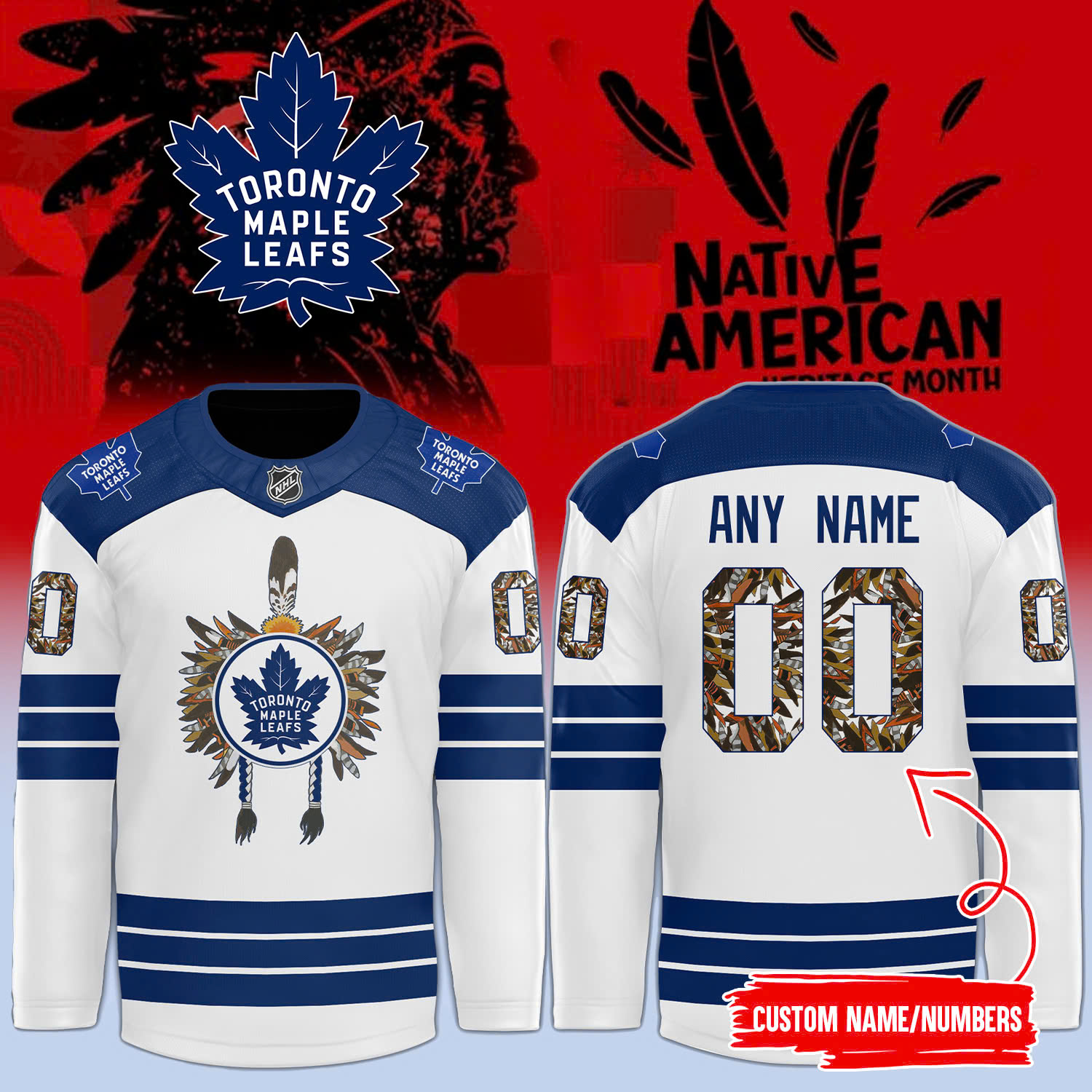 Toronto Maple Leafs NHL Native American Heritage Month Premium Jersey - Famjoys Toronto Maple Leafs NHL Native American Heritage Month Premium Jersey - Famjoys