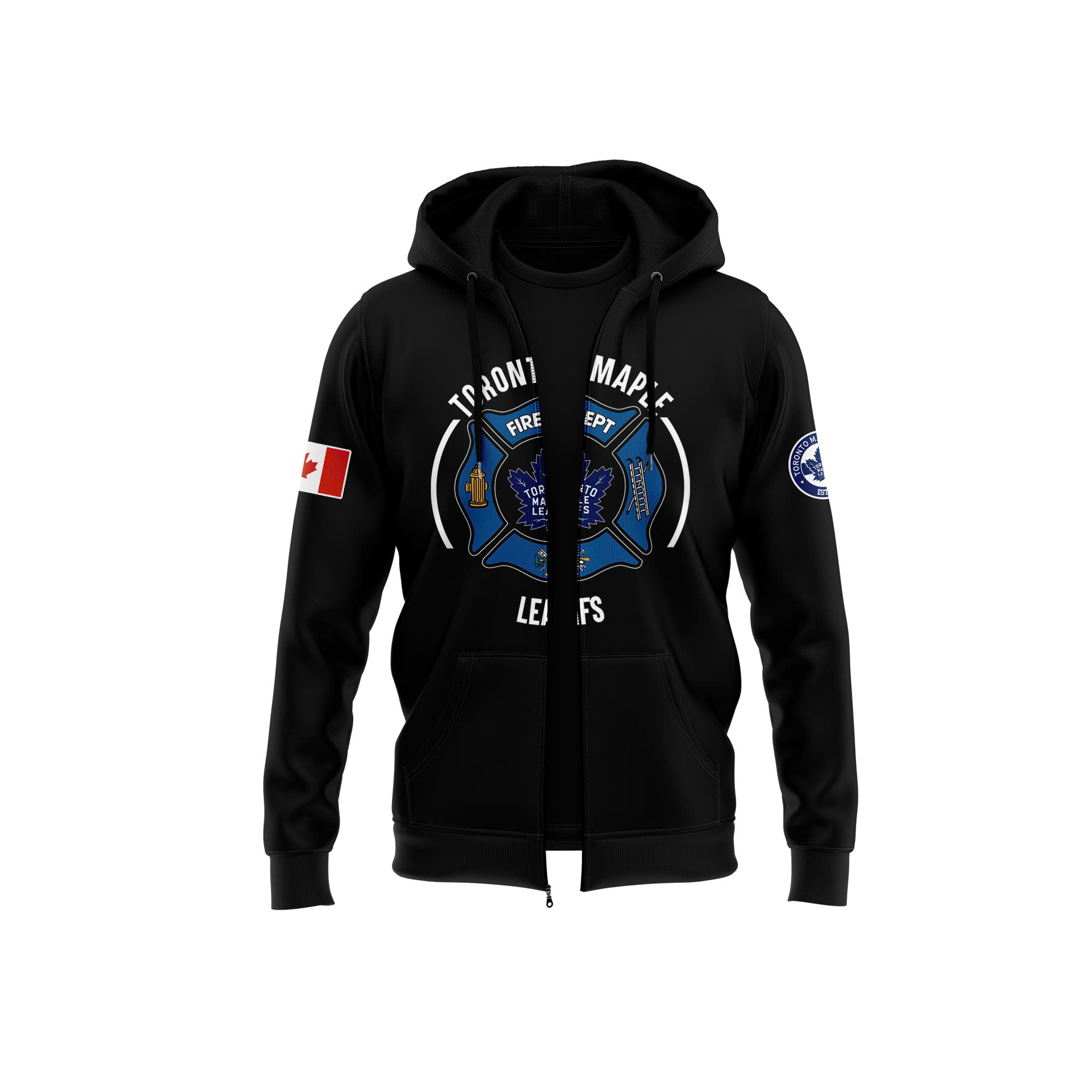 Toronto Maple Leafs x Firefighter Appreciation Night Premium Pullover Zip Hoodie - Famjoys Toronto Maple Leafs x Firefighter Appreciation Night Premium Pullover Zip Hoodie - Famjoys
