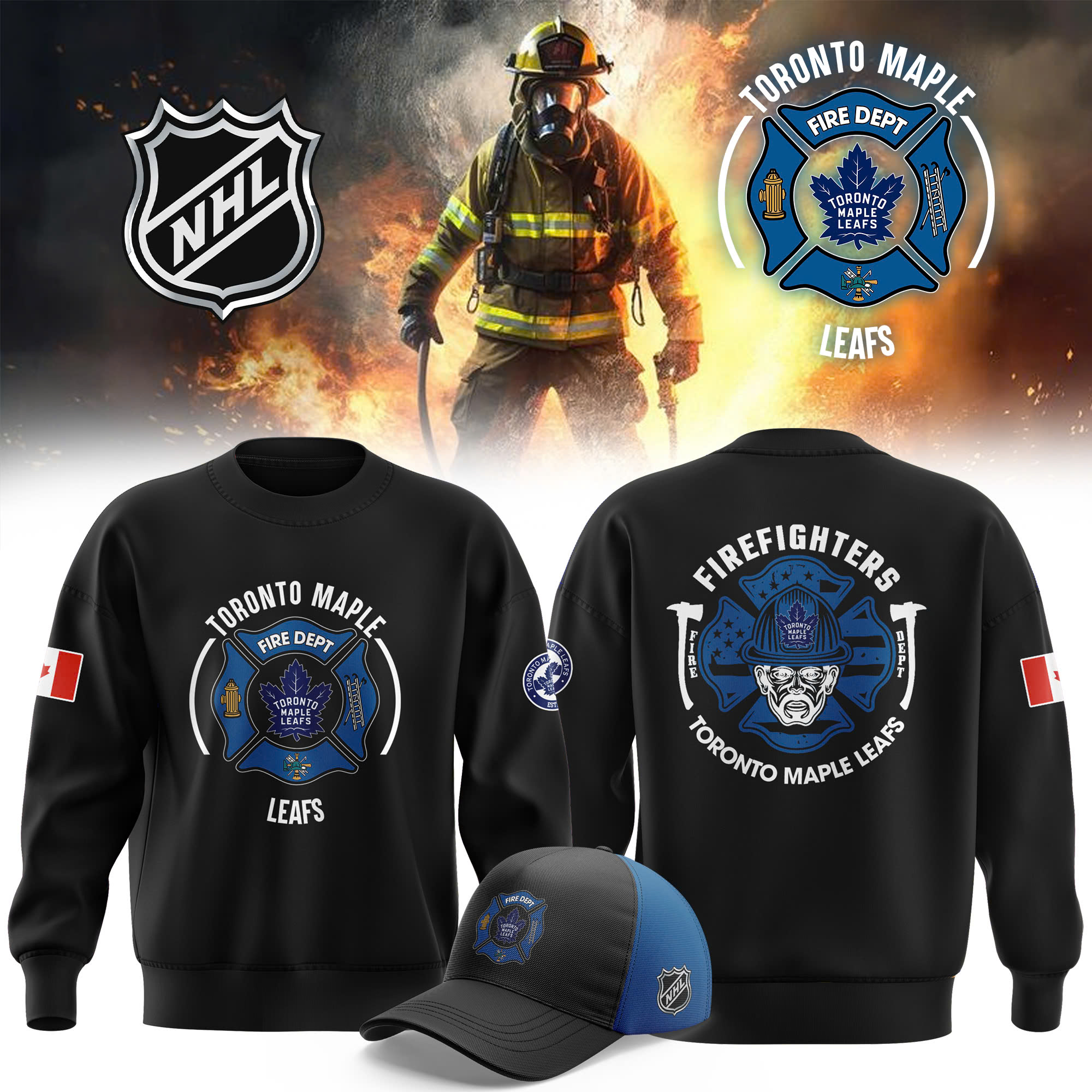 Toronto Maple Leafs x Firefighter Appreciation Night Premium Sweatershirt - Famjoys Toronto Maple Leafs x Firefighter Appreciation Night Premium Sweatershirt - Famjoys
