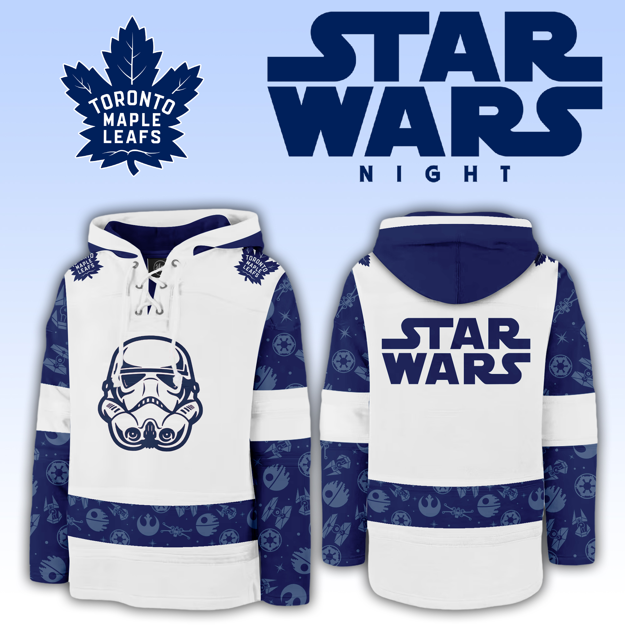Toronto Maple Leafs x Star Wars Night Lace Up Hoodie - Famjoys Toronto Maple Leafs x Star Wars Night Lace Up Hoodie - Famjoys