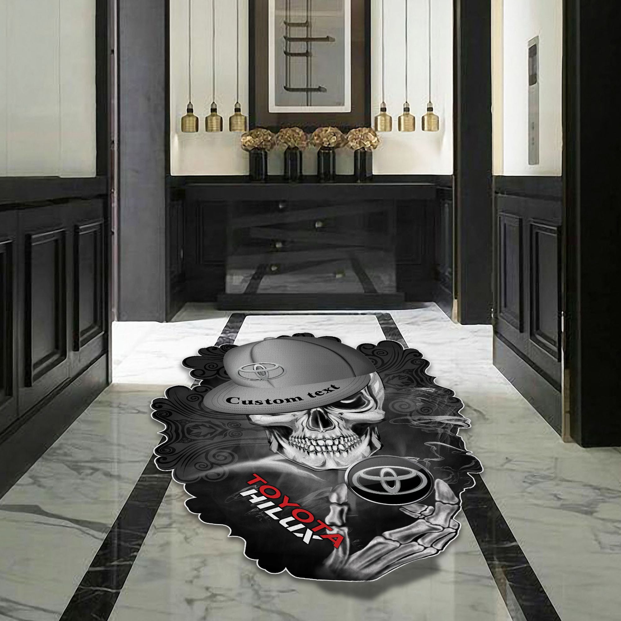 Toyota Hilux Skull Shaped Luxurious Doormat, Rug Home Decor, Custom name 