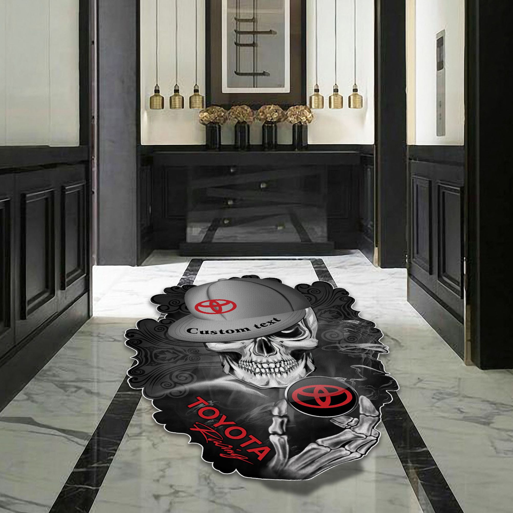 Toyota racing Skull Shaped Luxurious Doormat, Rug Home Decor, Custom name - Famjoys Toyota racing Skull Shaped Luxurious Doormat, Rug Home Decor, Custom name - Famjoys