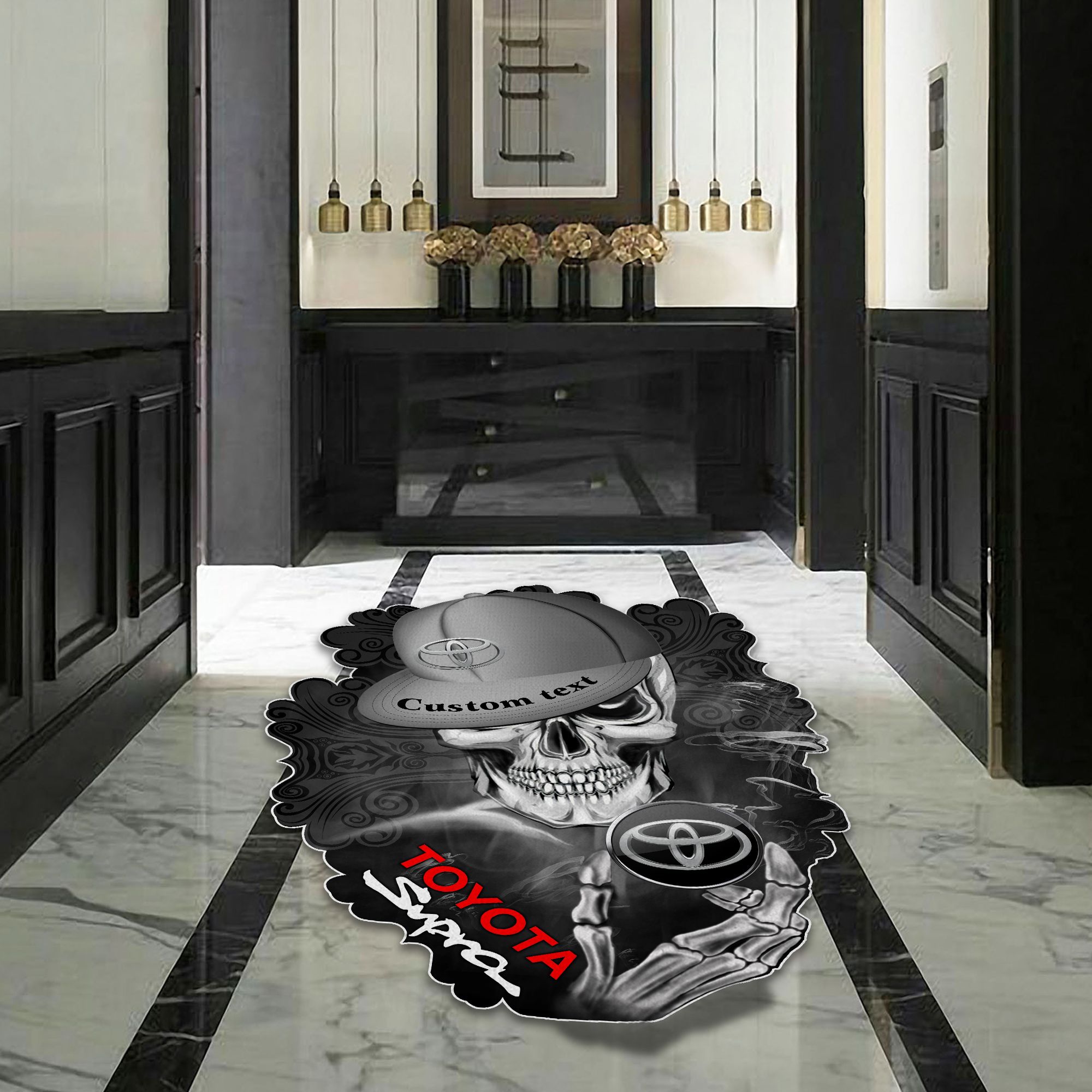 Toyota supra Skull Shaped Luxurious Doormat, Rug Home Decor, Custom name - Famjoys Toyota supra Skull Shaped Luxurious Doormat, Rug Home Decor, Custom name - Famjoys