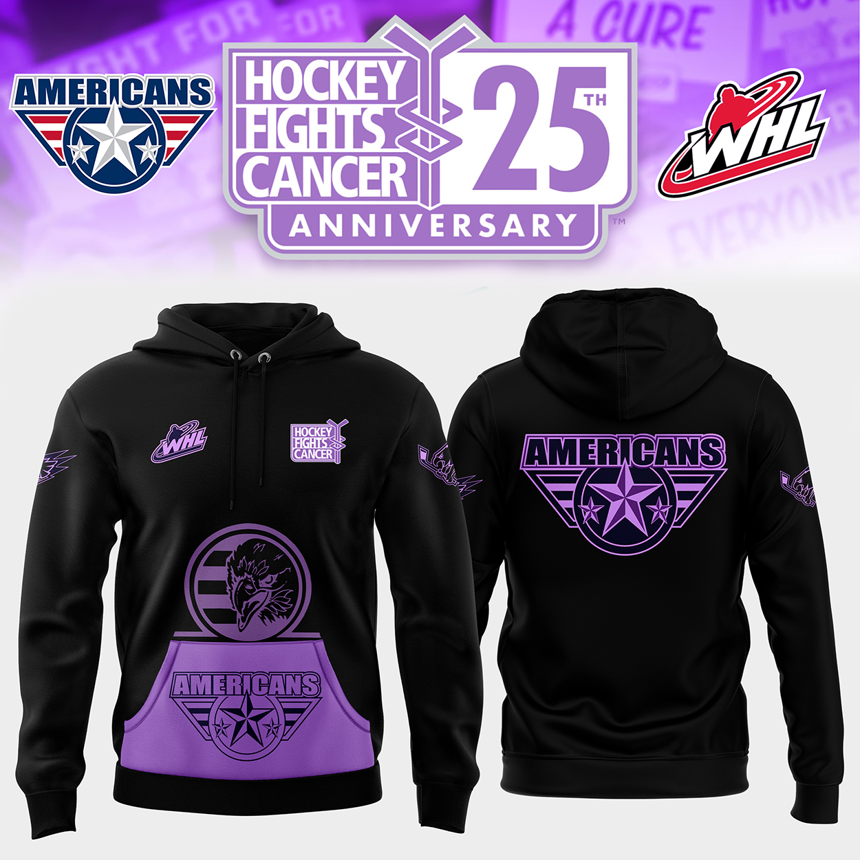 Tri-City Americans Hockey Fight Cancer Hoodie - Famjoys Tri-City Americans Hockey Fight Cancer Hoodie - Famjoys