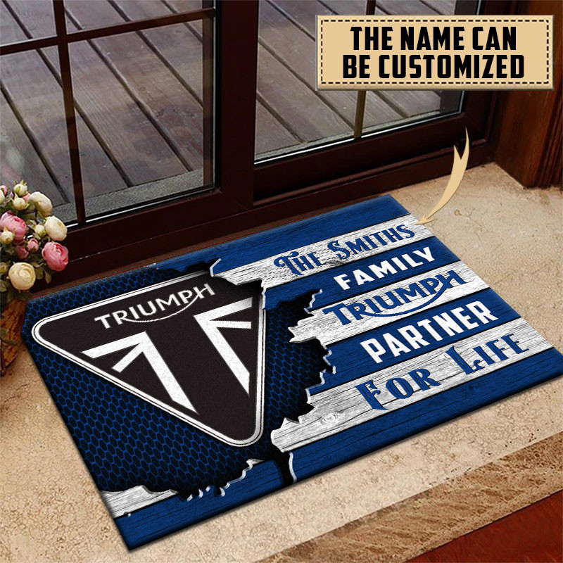 Triumph Doormat Custom Name, Multicolor - Famjoys Triumph Doormat Custom Name, Multicolor - Famjoys