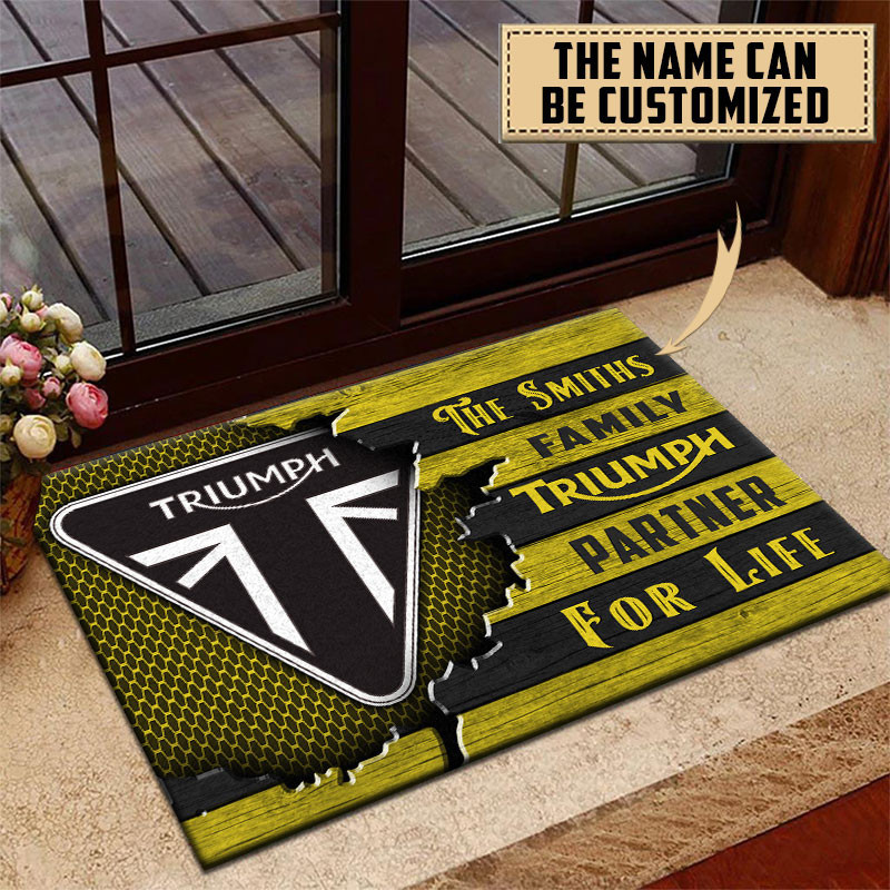 Triumph Doormat Custom Name, Multicolor - Famjoys Triumph Doormat Custom Name, Multicolor - Famjoys