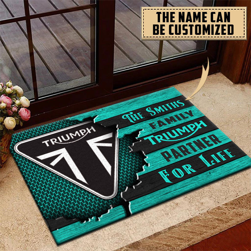 Triumph Doormat Custom Name, Multicolor - Famjoys Triumph Doormat Custom Name, Multicolor - Famjoys