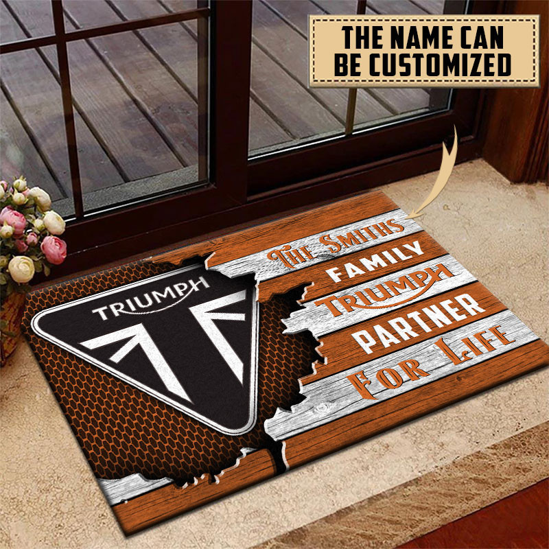 Triumph Doormat Custom Name, Multicolor - Famjoys Triumph Doormat Custom Name, Multicolor - Famjoys