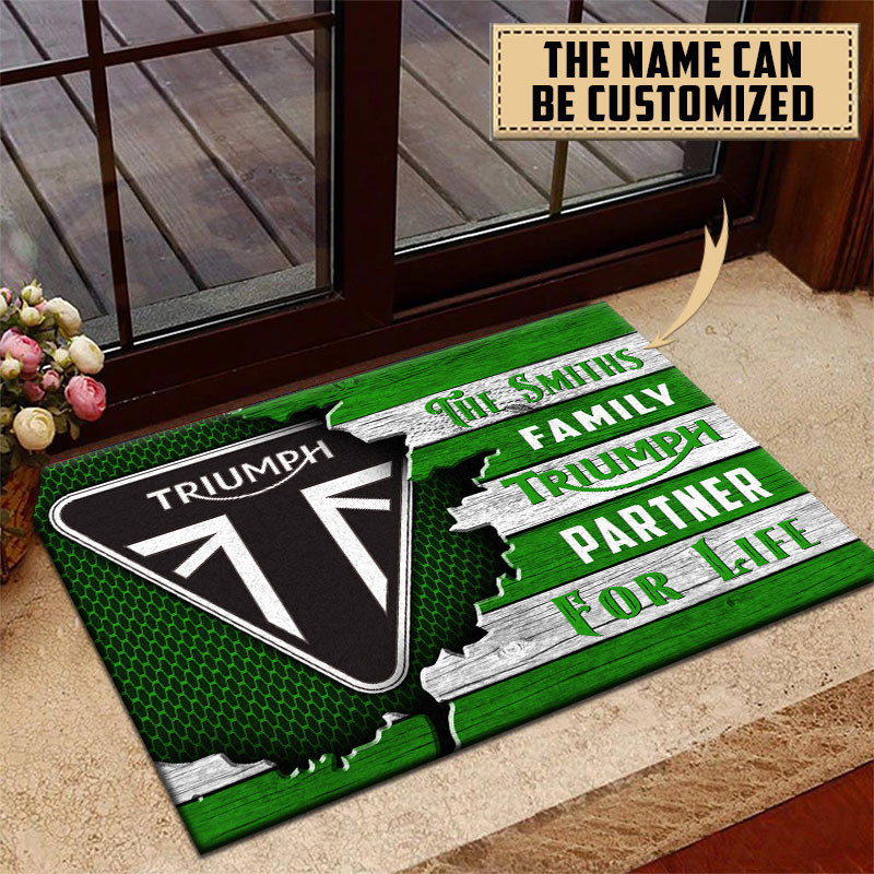 Triumph Doormat Custom Name, Multicolor - Famjoys Triumph Doormat Custom Name, Multicolor - Famjoys