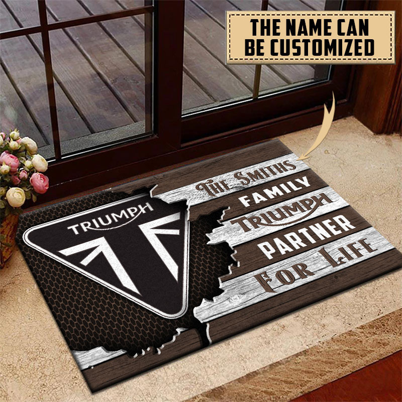 Triumph Doormat Custom Name, Multicolor - Famjoys Triumph Doormat Custom Name, Multicolor - Famjoys
