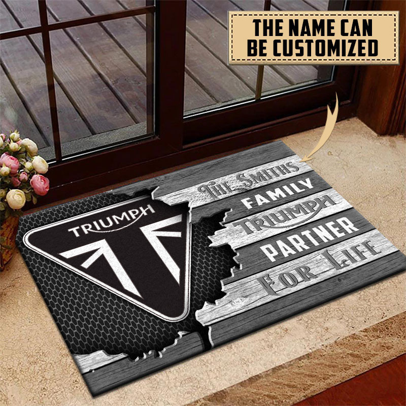 Triumph Doormat Custom Name, Multicolor - Famjoys Triumph Doormat Custom Name, Multicolor - Famjoys