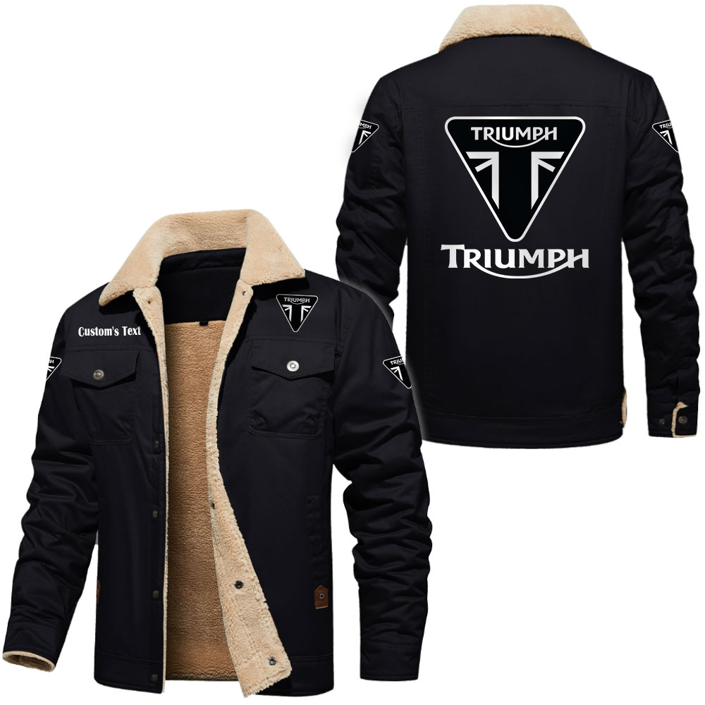 Triumph Motorcycles Cargo Fleece Lined Cotton Jacket Multicolor, vintage style, customize name