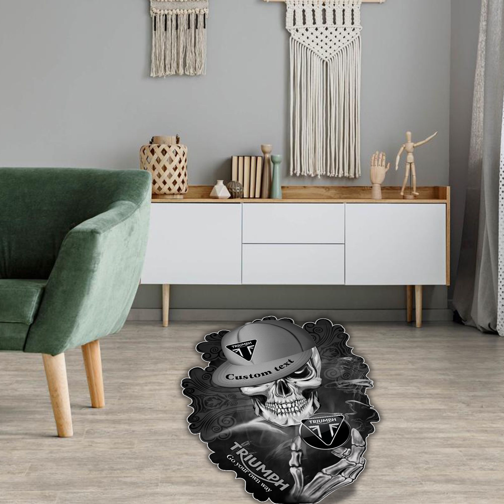Triumph Motorcycles Skull Shaped Luxurious Doormat, Rug Home Decor, Custom name - Famjoys Triumph Motorcycles Skull Shaped Luxurious Doormat, Rug Home Decor, Custom name - Famjoys