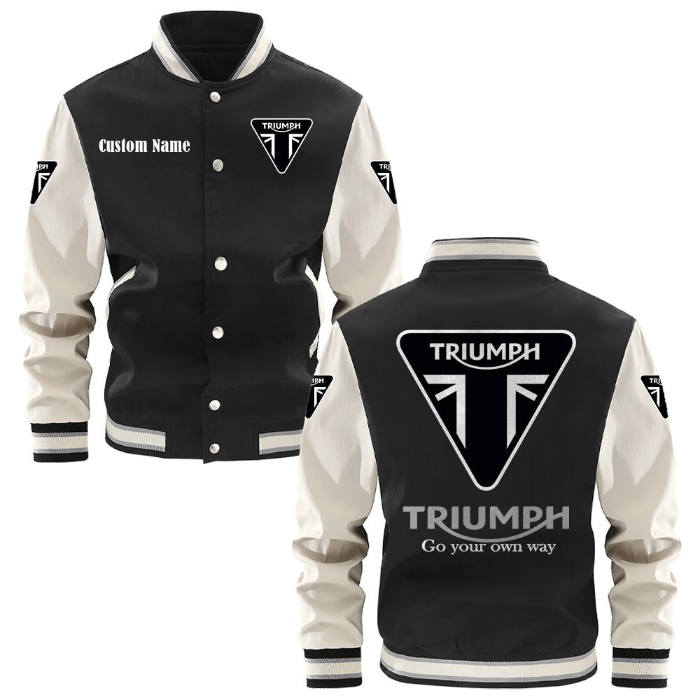 Triumph Motorcycles Varsity Jacket, Baseball jacket, Letterman Jacket Customize Name, Multicolor - Famjoys Triumph Motorcycles Varsity Jacket, Baseball jacket, Letterman Jacket Customize Name, Multicolor - Famjoys