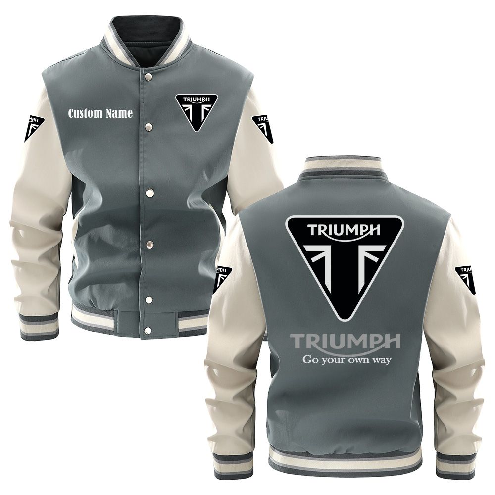 Triumph Motorcycles Varsity Jacket, Baseball jacket, Letterman Jacket Customize Name, Multicolor - Famjoys Triumph Motorcycles Varsity Jacket, Baseball jacket, Letterman Jacket Customize Name, Multicolor - Famjoys