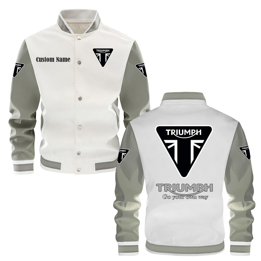 Triumph Motorcycles Varsity Jacket, Baseball jacket, Letterman Jacket Customize Name, Multicolor - Famjoys Triumph Motorcycles Varsity Jacket, Baseball jacket, Letterman Jacket Customize Name, Multicolor - Famjoys