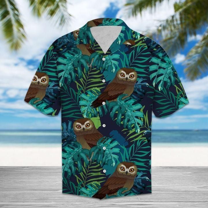 Tropical Owl Hawaiian Shirt Beach Wear Shirt - Famjoys Tropical Owl Hawaiian Shirt Beach Wear Shirt - Famjoys