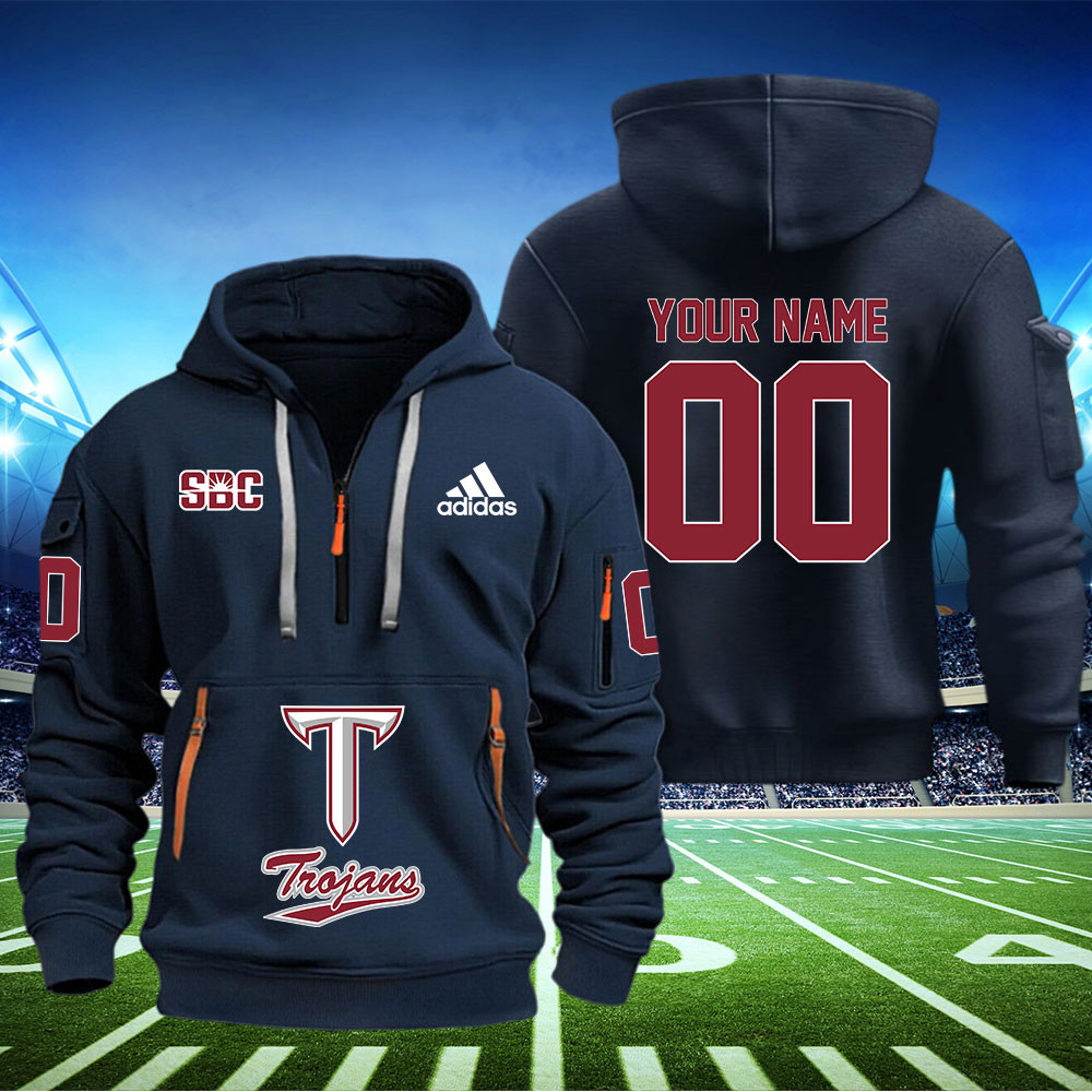 Troy Trojans Football Quarter Zip Hoodie - Famjoys Troy Trojans Football Quarter Zip Hoodie - Famjoys