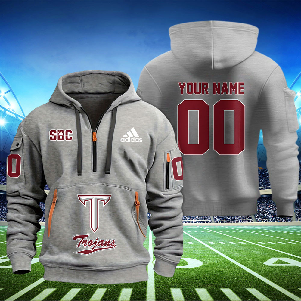 Troy Trojans Football Quarter Zip Hoodie - Famjoys Troy Trojans Football Quarter Zip Hoodie - Famjoys