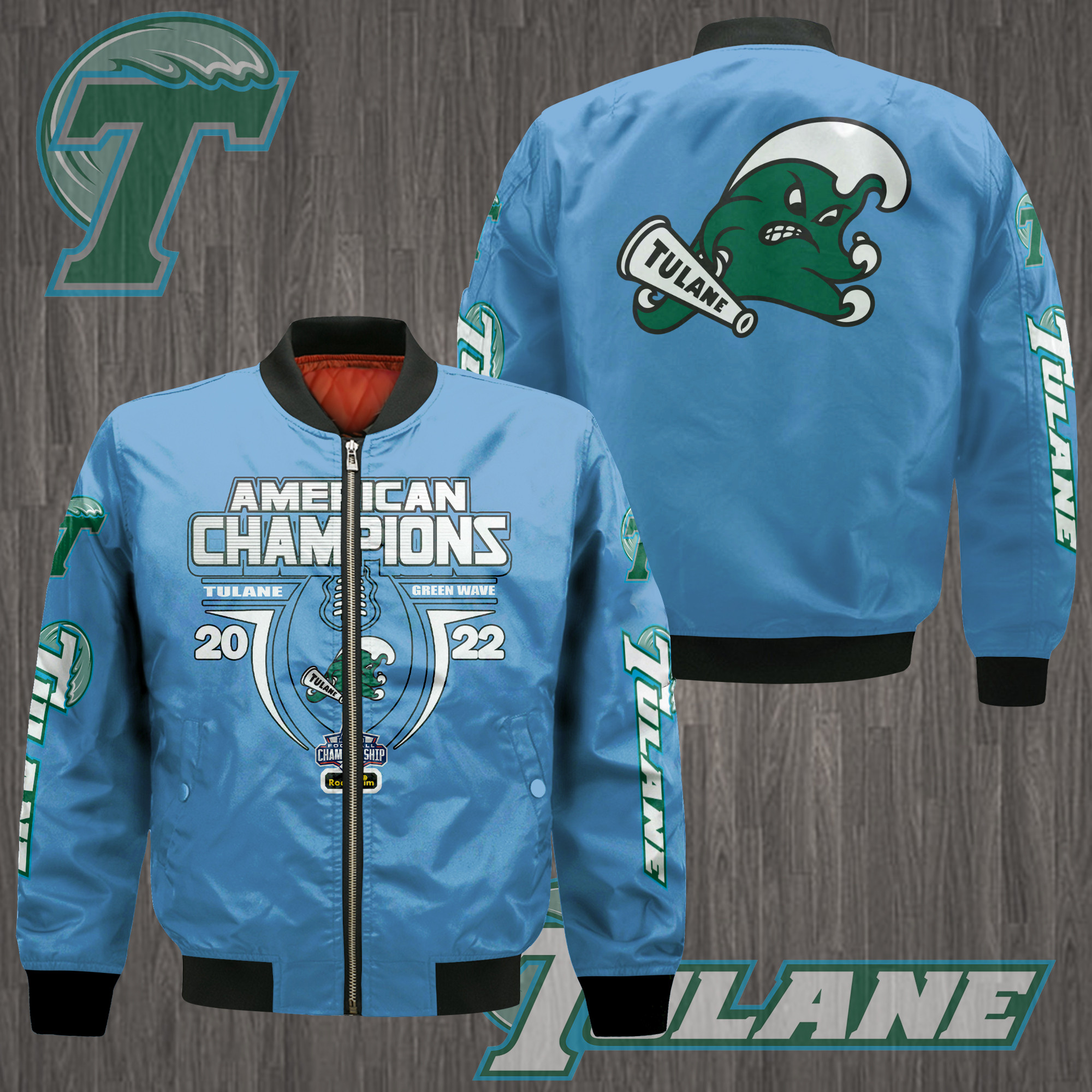 Tulane Green Wave AAC Champions Bomber Jacket Ver 3 - Famjoys Tulane Green Wave AAC Champions Bomber Jacket Ver 3 - Famjoys