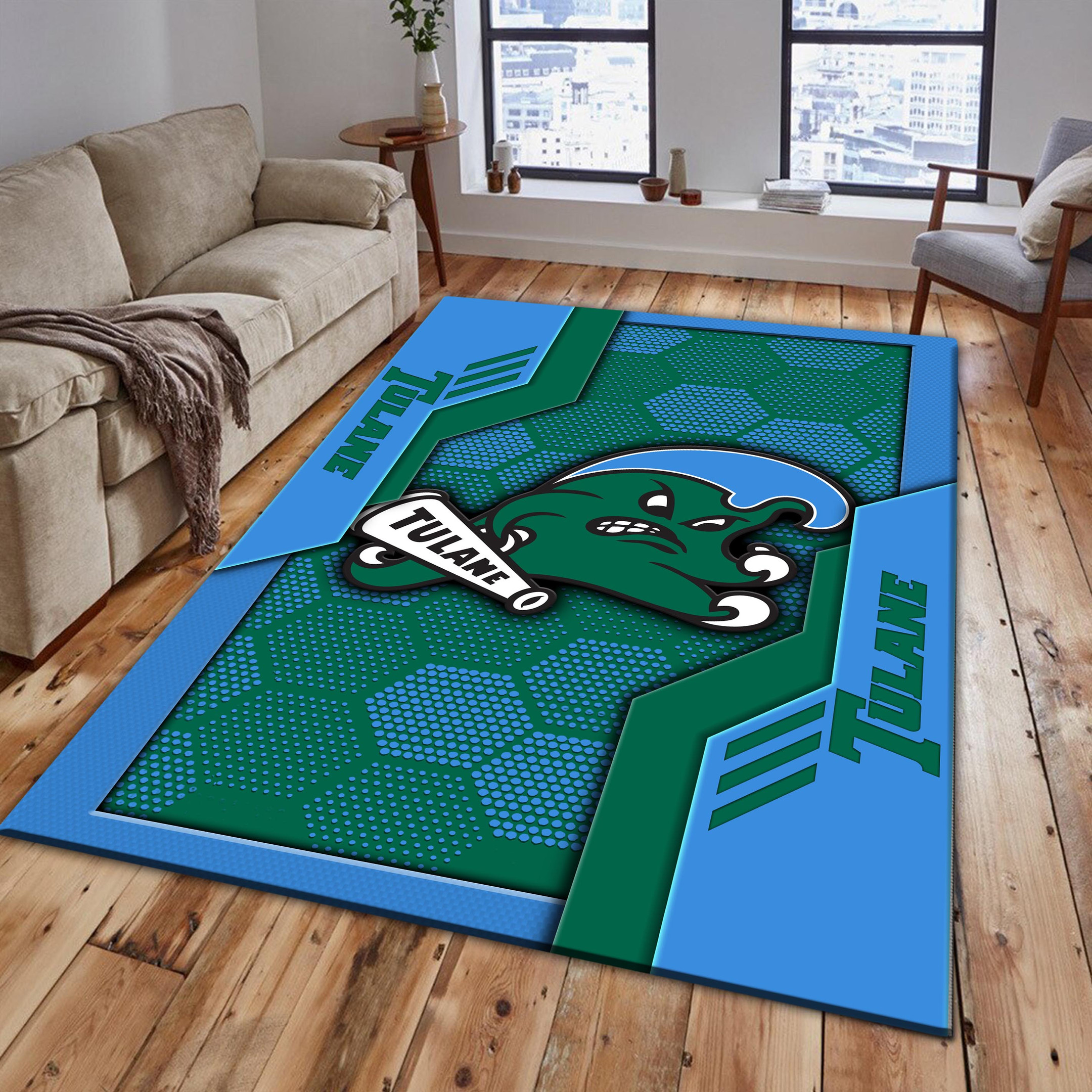 Tulane Green Wave Area Rugs 3718 - Famjoys Tulane Green Wave Area Rugs 3718 - Famjoys