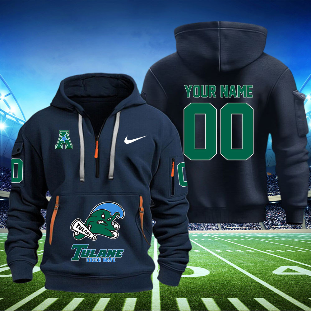 Tulane Green Wave Football Quarter Zip Hoodie - Famjoys Tulane Green Wave Football Quarter Zip Hoodie - Famjoys