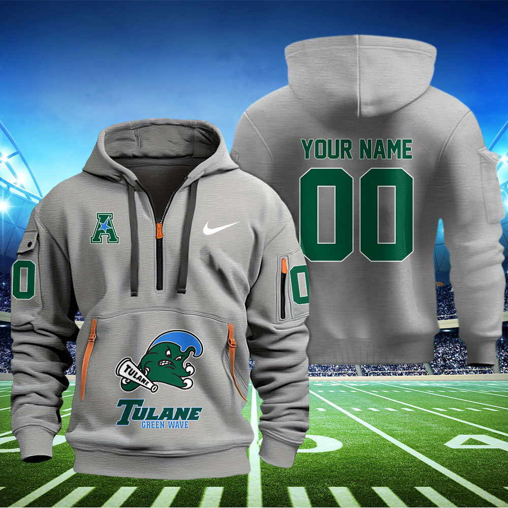 Tulane Green Wave Football Quarter Zip Hoodie - Famjoys Tulane Green Wave Football Quarter Zip Hoodie - Famjoys