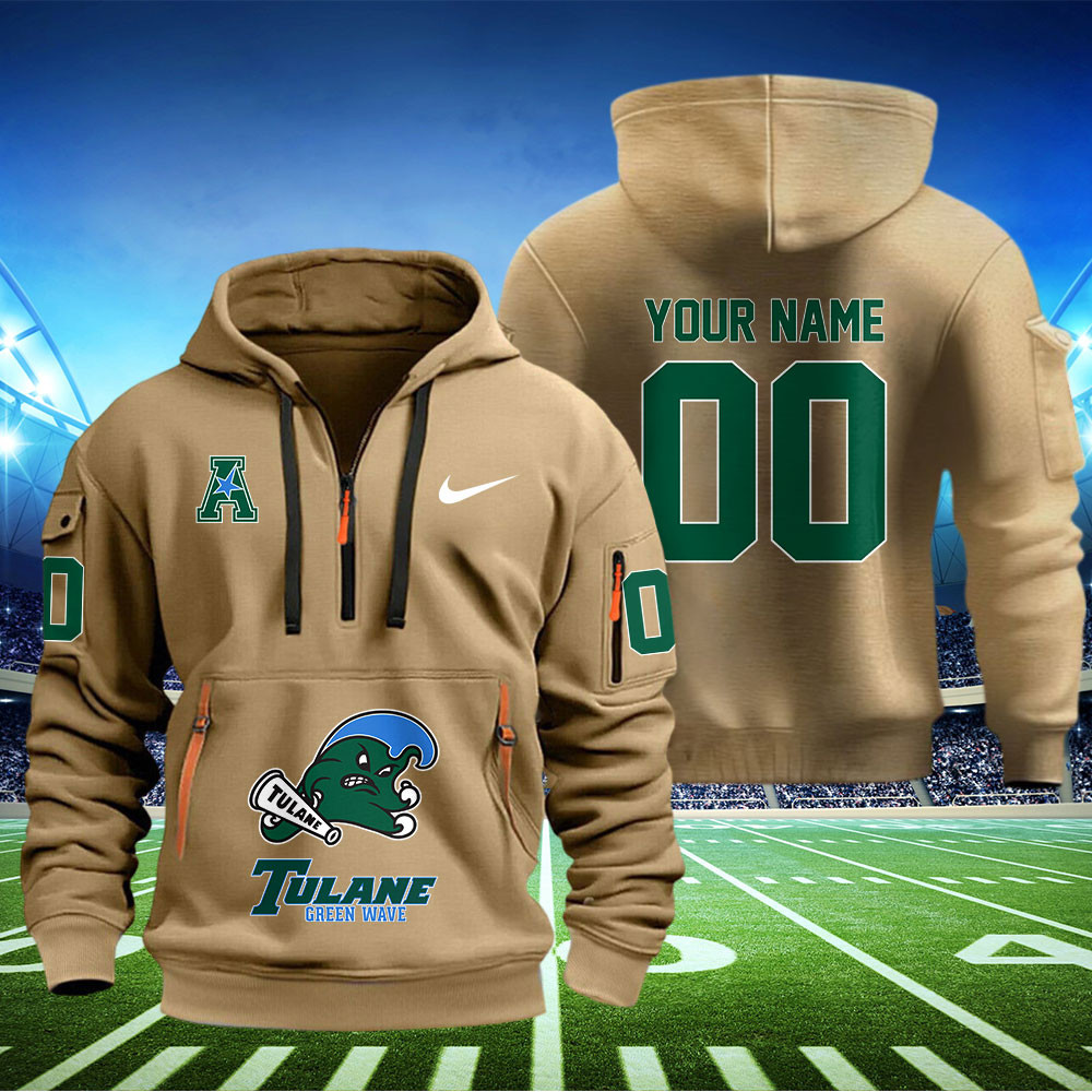 Tulane Green Wave Football Quarter Zip Hoodie - Famjoys Tulane Green Wave Football Quarter Zip Hoodie - Famjoys