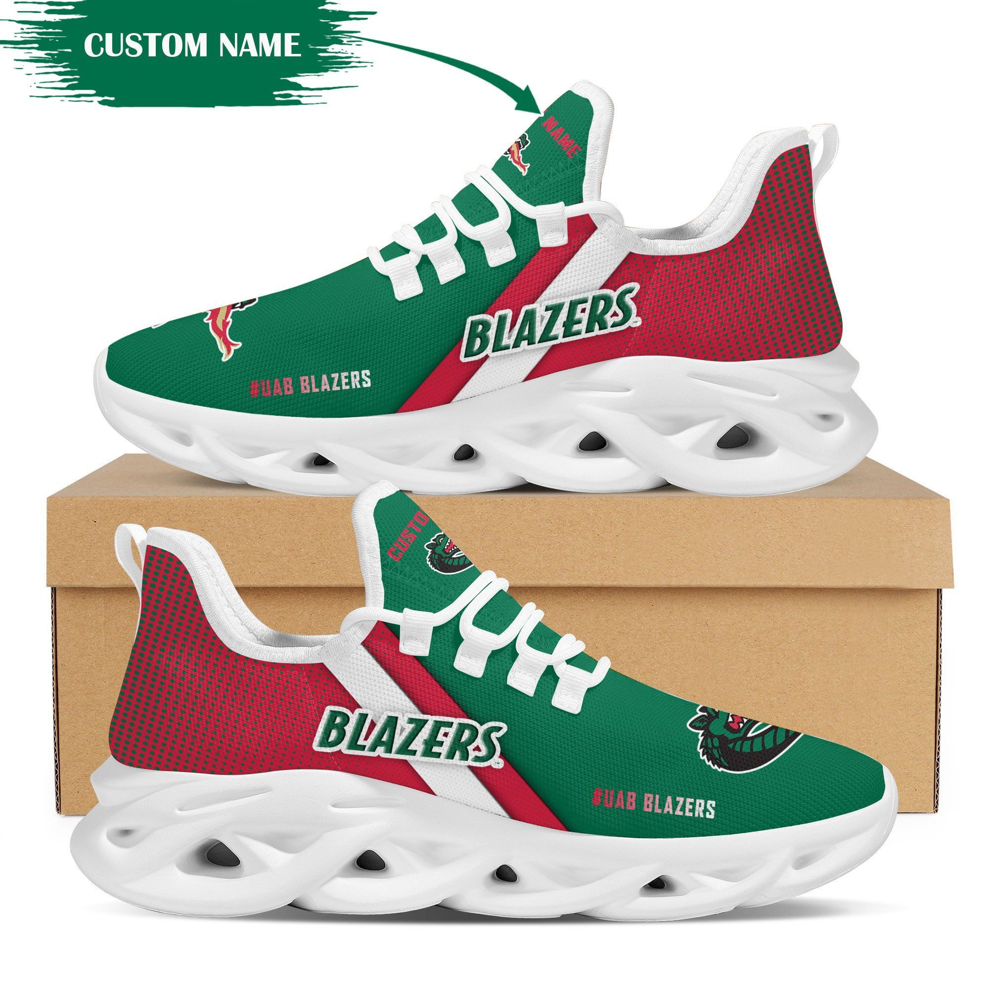 UAB Blazers Custom Personalized Max Soul Sneakers Shoes - Famjoys UAB Blazers Custom Personalized Max Soul Sneakers Shoes - Famjoys