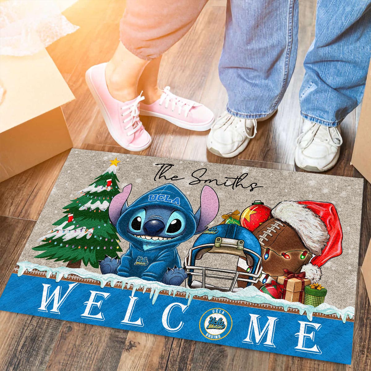 UCLA Bruins Cute Stitch Christmas Doormat - Famjoys UCLA Bruins Cute Stitch Christmas Doormat - Famjoys