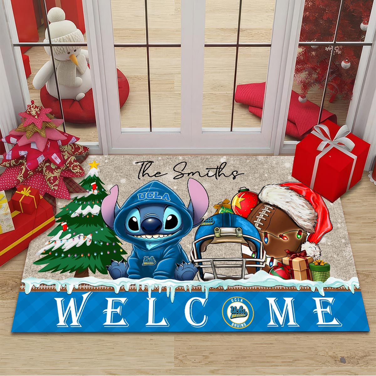 UCLA Bruins Cute Stitch Christmas Doormat - Famjoys UCLA Bruins Cute Stitch Christmas Doormat - Famjoys