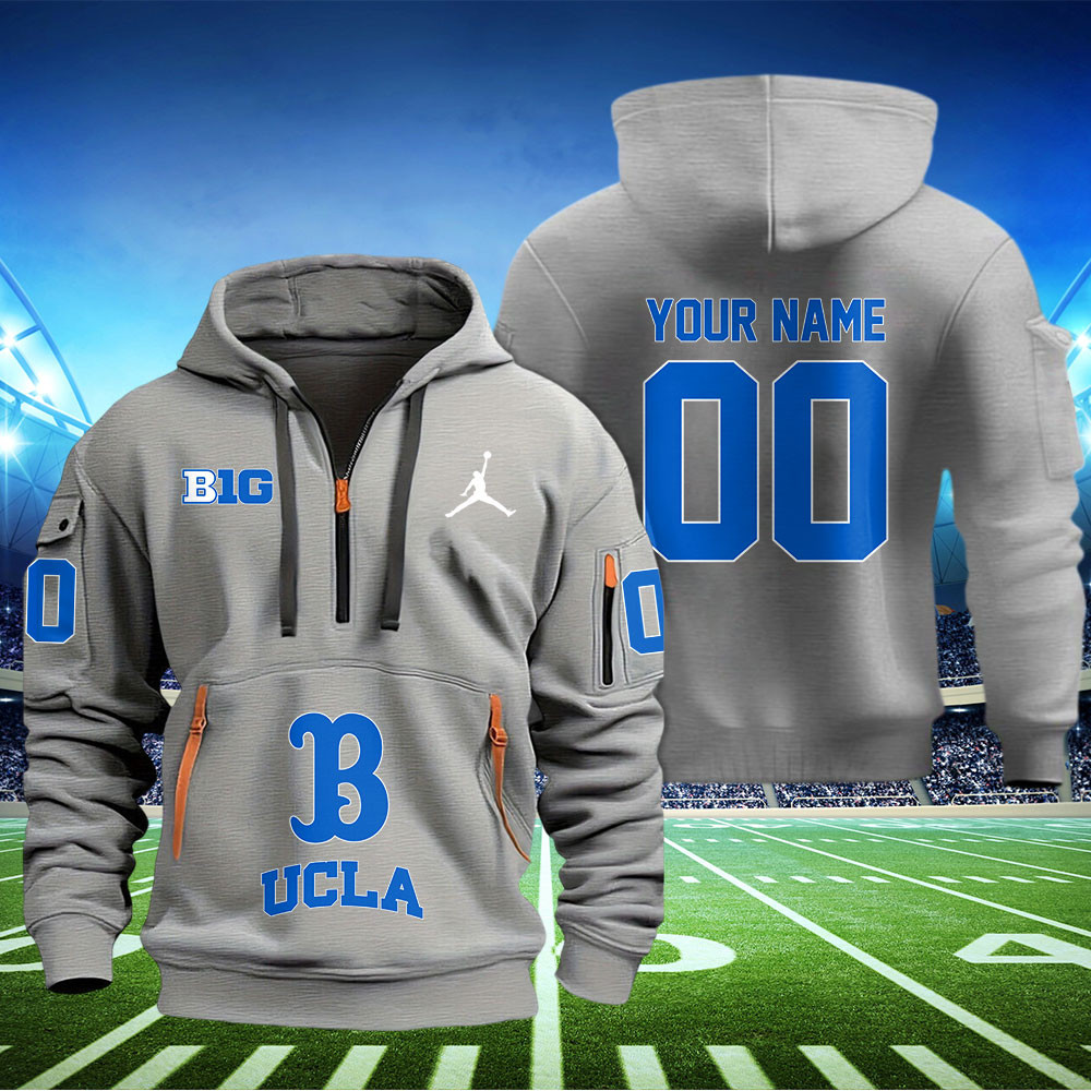 UCLA Bruins Football Quarter Zip Hoodie - Famjoys UCLA Bruins Football Quarter Zip Hoodie - Famjoys