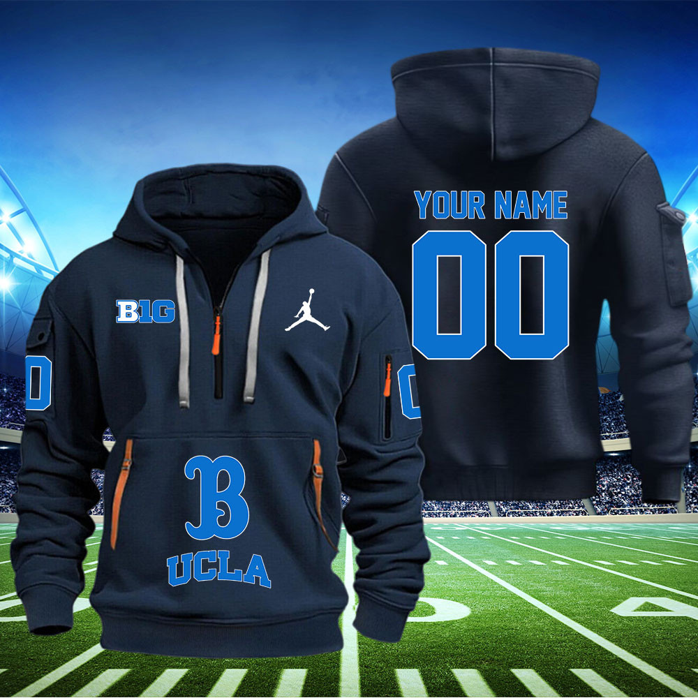 UCLA Bruins Football Quarter Zip Hoodie - Famjoys UCLA Bruins Football Quarter Zip Hoodie - Famjoys