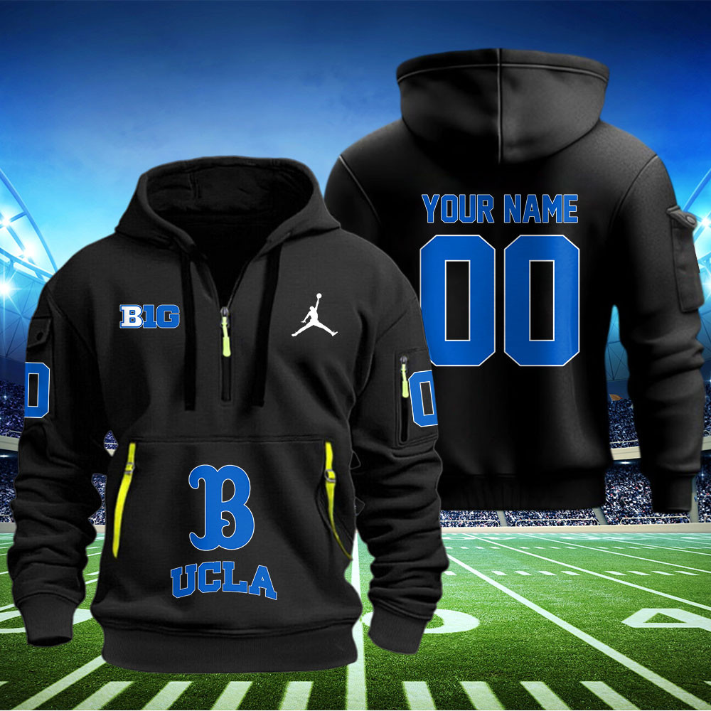 UCLA Bruins Football Quarter Zip Hoodie - Famjoys UCLA Bruins Football Quarter Zip Hoodie - Famjoys