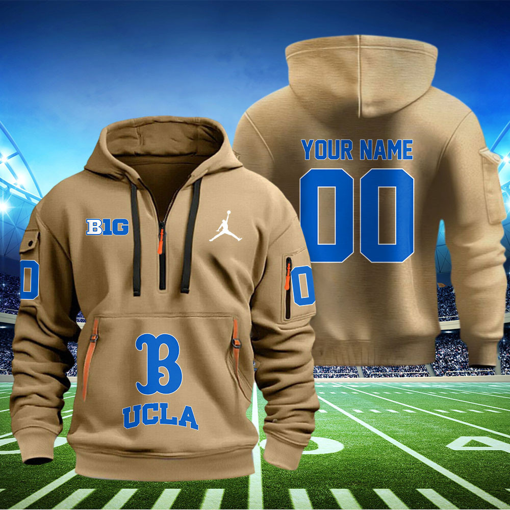 UCLA Bruins Football Quarter Zip Hoodie - Famjoys UCLA Bruins Football Quarter Zip Hoodie - Famjoys