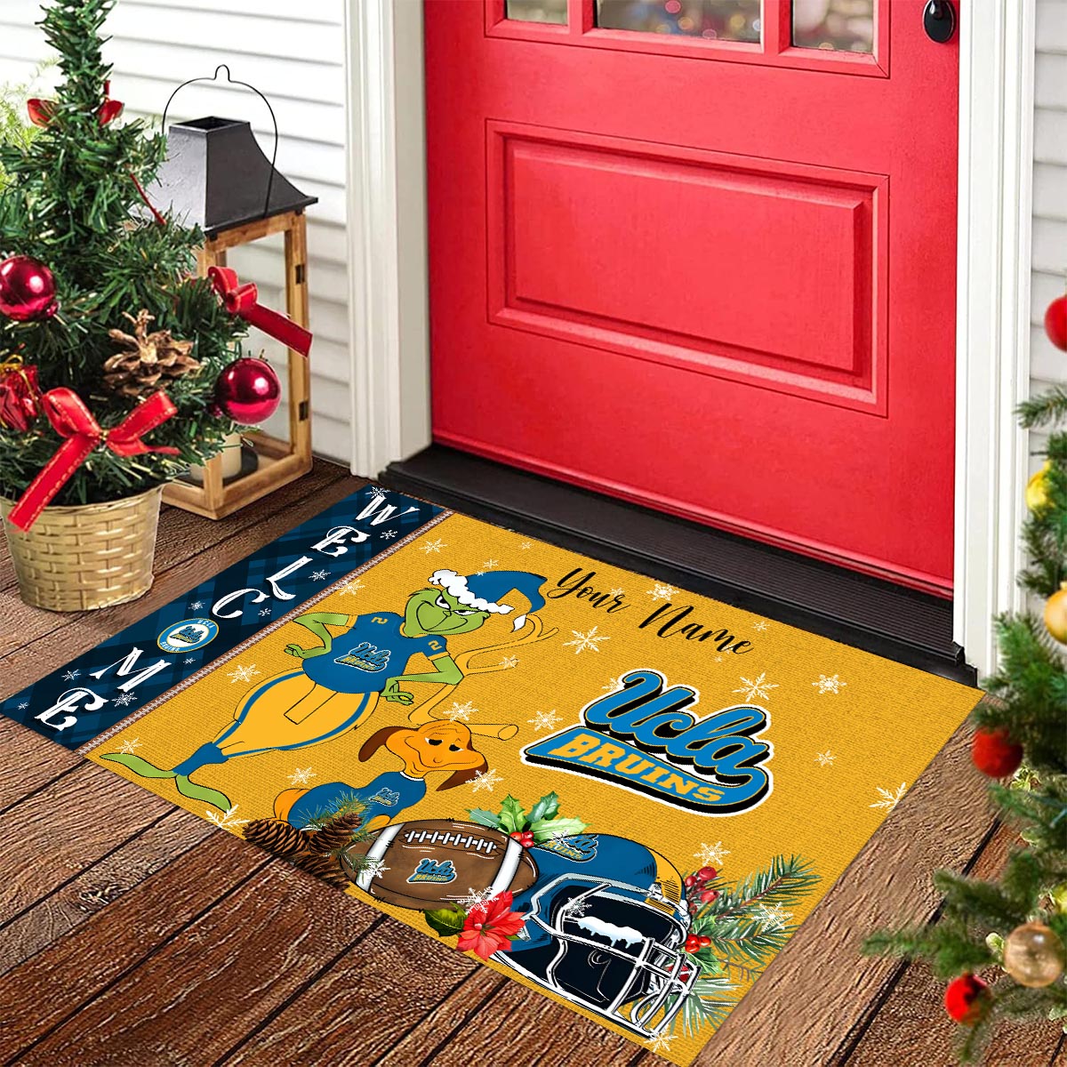 UCLA Bruins Grinch Christmas Welcome Football Doormat - Famjoys UCLA Bruins Grinch Christmas Welcome Football Doormat - Famjoys