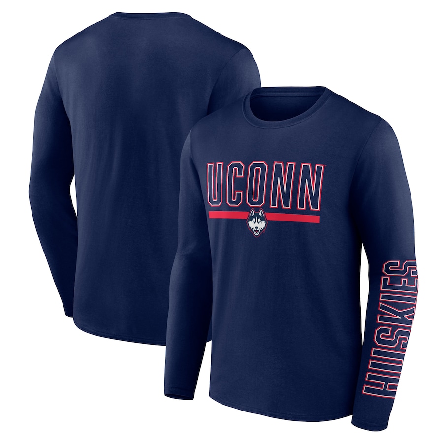 UConn Huskies Navy Modern TwoHit Long Sleeve TShirt Limited - Famjoys UConn Huskies Navy Modern TwoHit Long Sleeve TShirt Limited - Famjoys