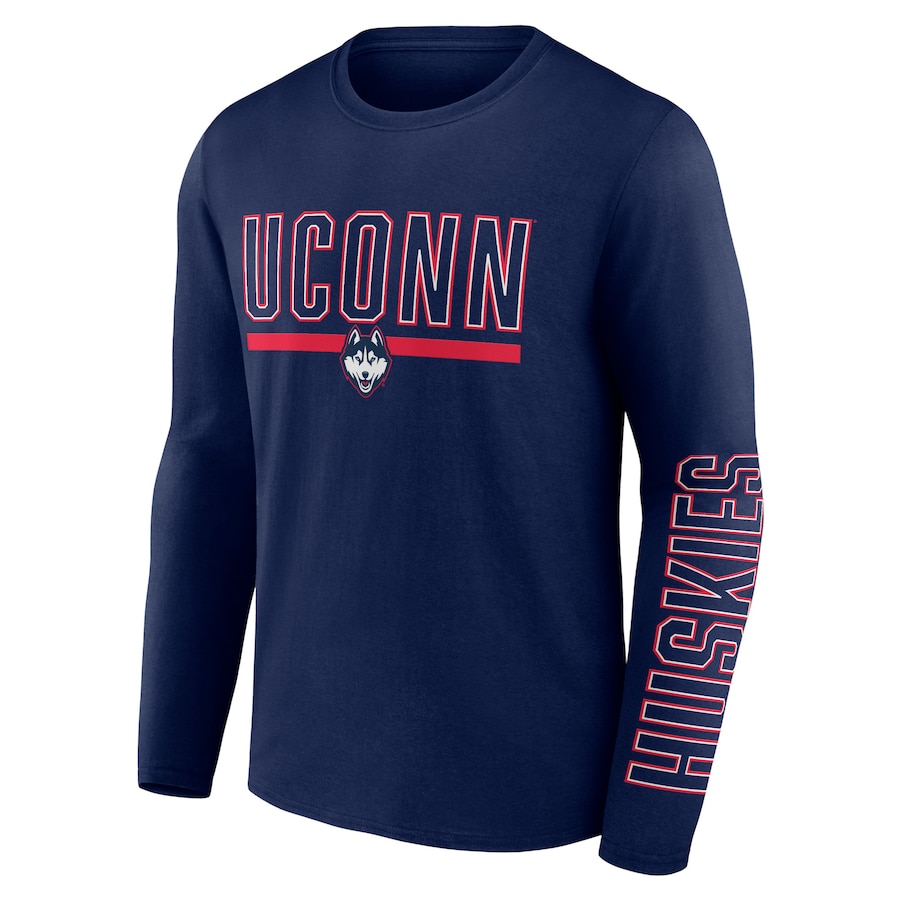UConn Huskies Navy Modern TwoHit Long Sleeve TShirt Limited - Famjoys UConn Huskies Navy Modern TwoHit Long Sleeve TShirt Limited - Famjoys