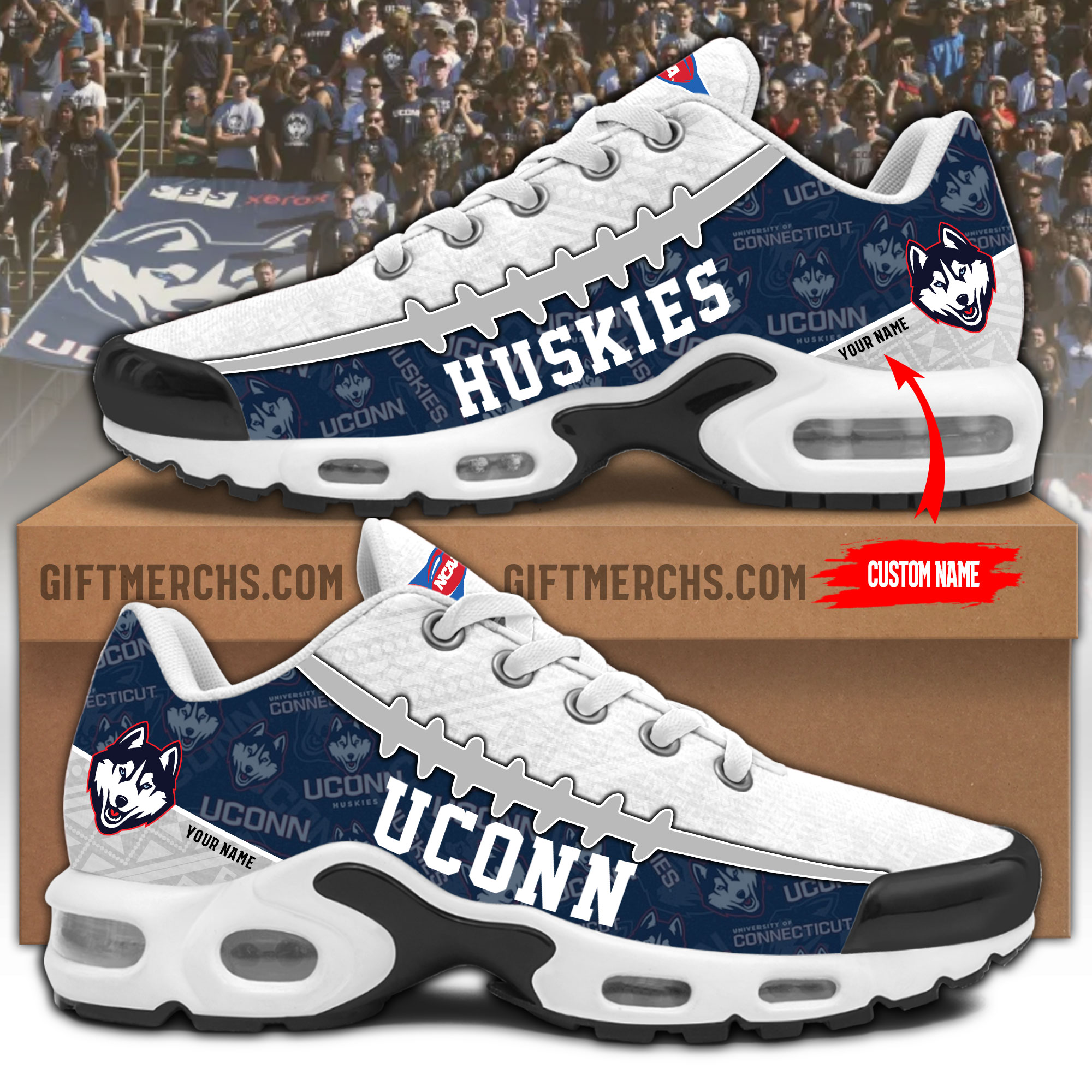 UConn Huskies Personalized Shoes - Famjoys UConn Huskies Personalized Shoes - Famjoys