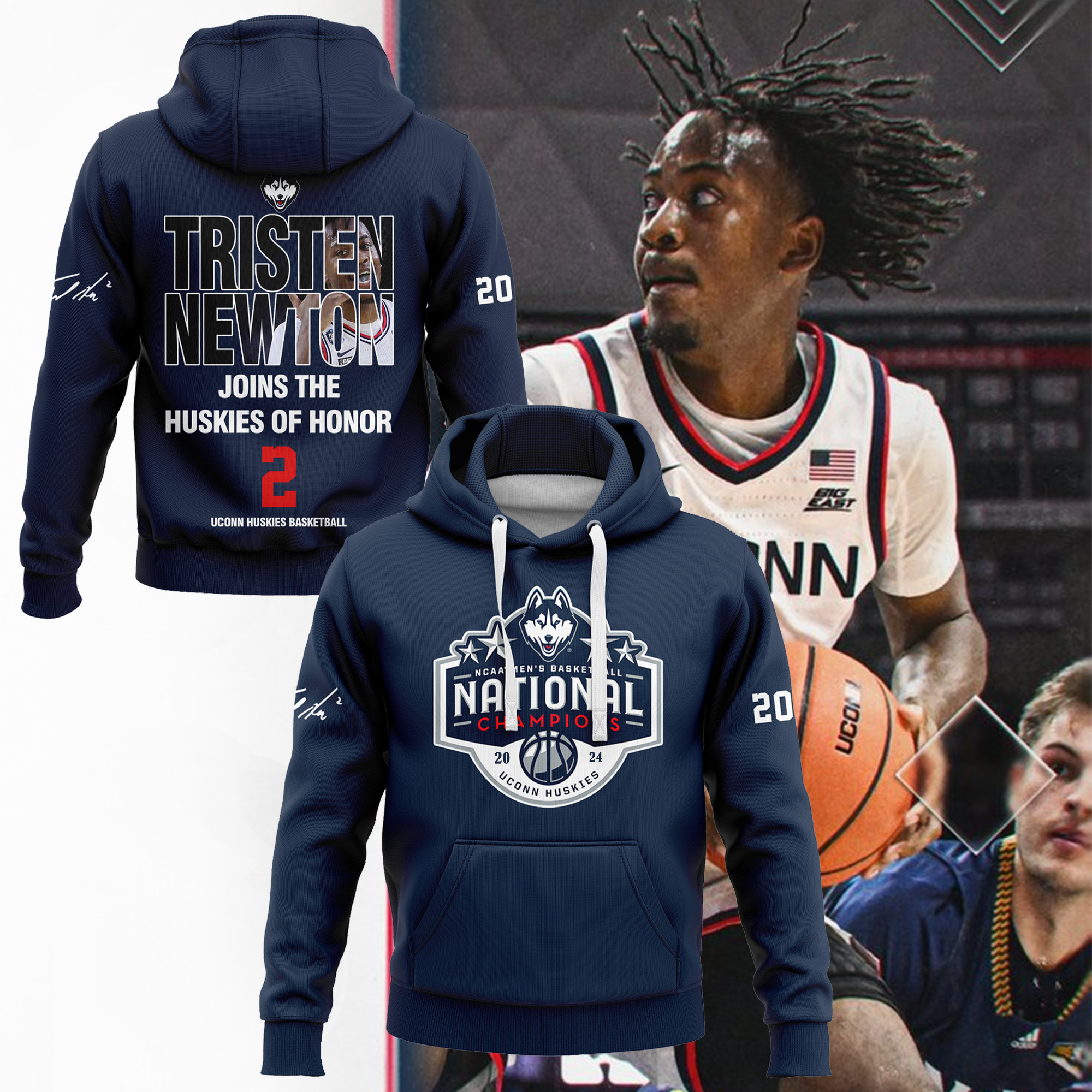 Uconn Huskies Tristen Newton Hoodie Limited - Famjoys Uconn Huskies Tristen Newton Hoodie Limited - Famjoys