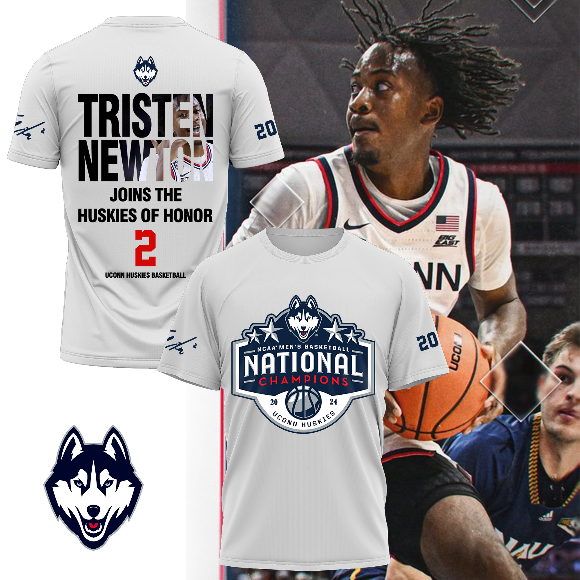 Uconn Huskies Tristen Newton Huskies Honor TShirt Limited - Famjoys Uconn Huskies Tristen Newton Huskies Honor TShirt Limited - Famjoys