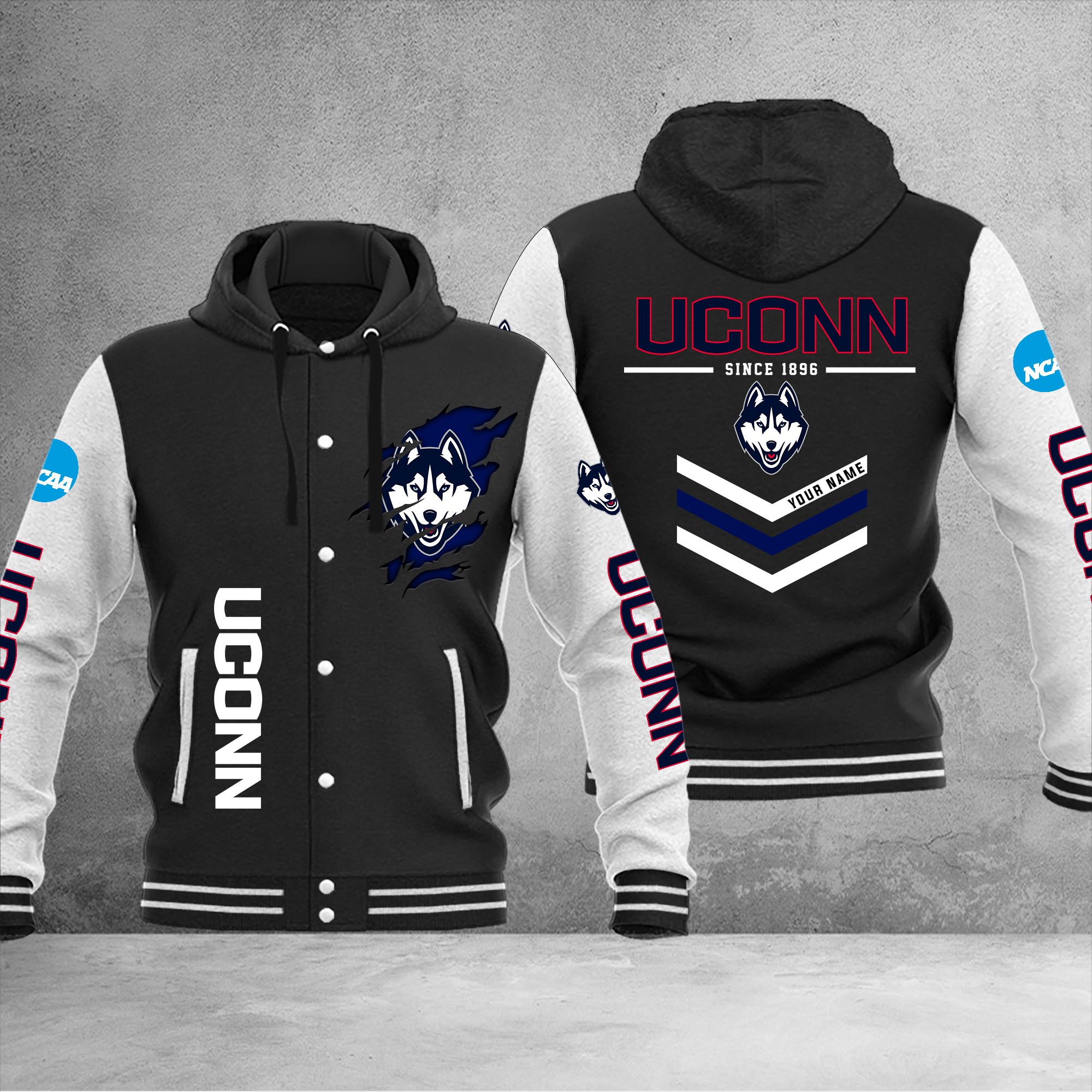 Uconn Huskies Varsity Baseball Jacket - Famjoys Uconn Huskies Varsity Baseball Jacket - Famjoys