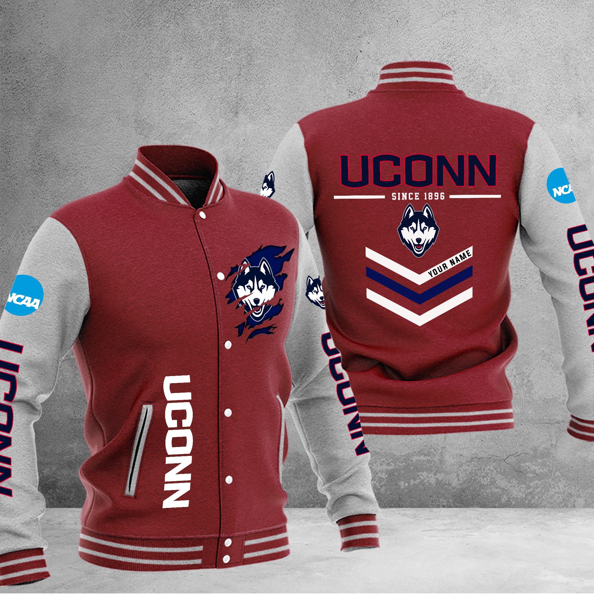 Uconn Huskies Varsity Baseball Jacket - Famjoys Uconn Huskies Varsity Baseball Jacket - Famjoys