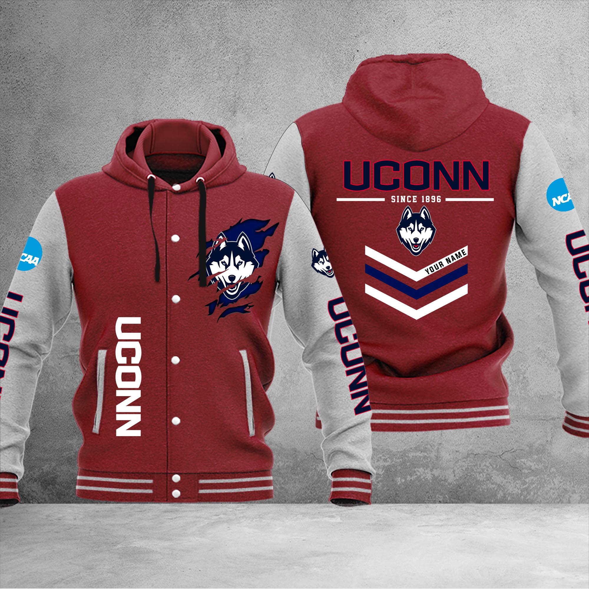 Uconn Huskies Varsity Baseball Jacket - Famjoys Uconn Huskies Varsity Baseball Jacket - Famjoys