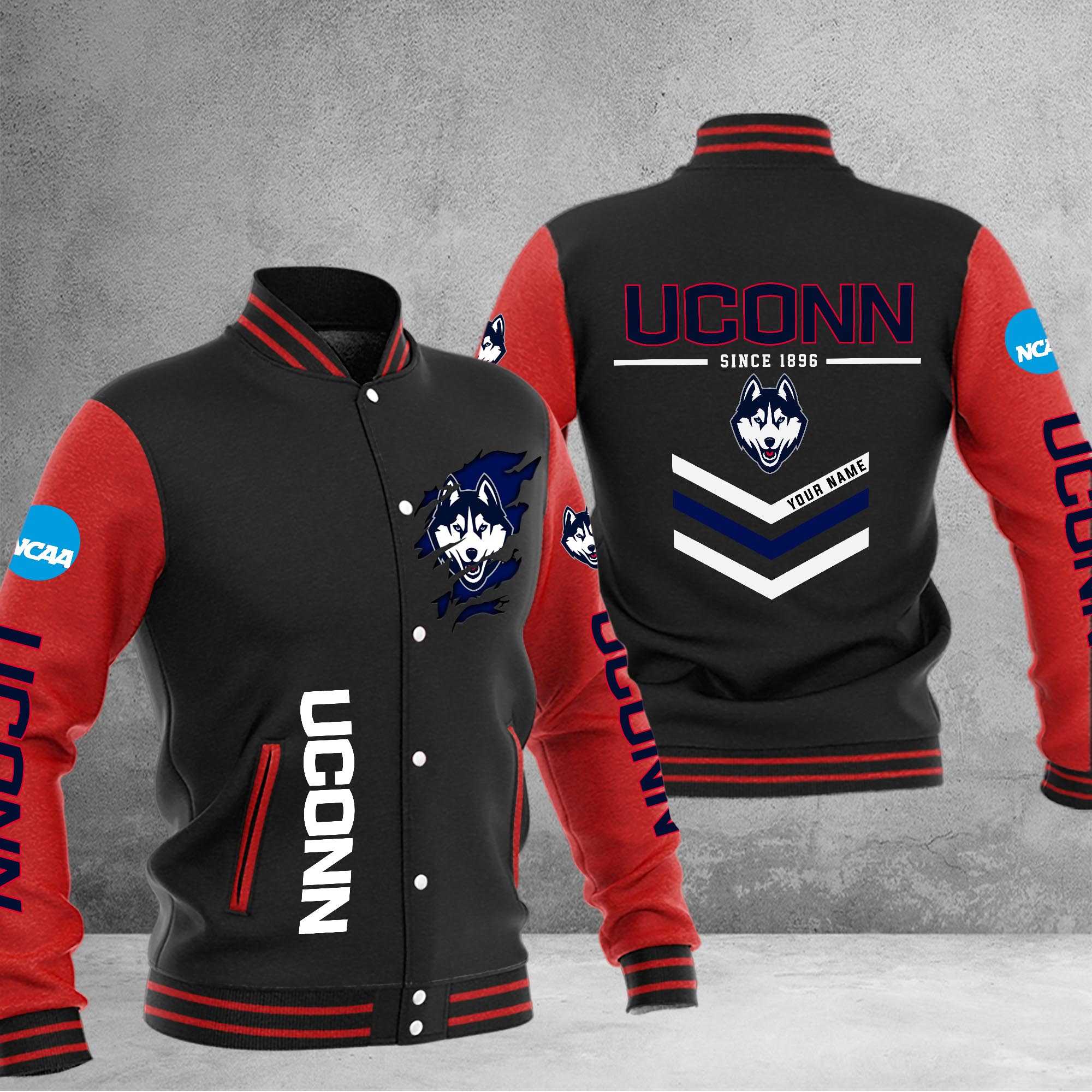 Uconn Huskies Varsity Baseball Jacket - Famjoys Uconn Huskies Varsity Baseball Jacket - Famjoys