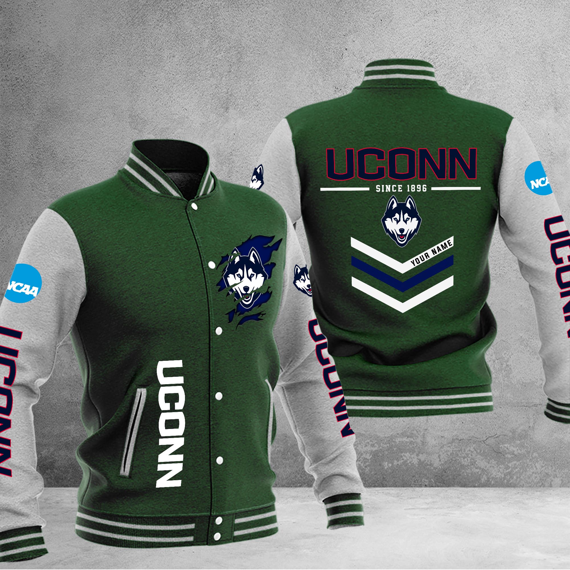 Uconn Huskies Varsity Baseball Jacket - Famjoys Uconn Huskies Varsity Baseball Jacket - Famjoys