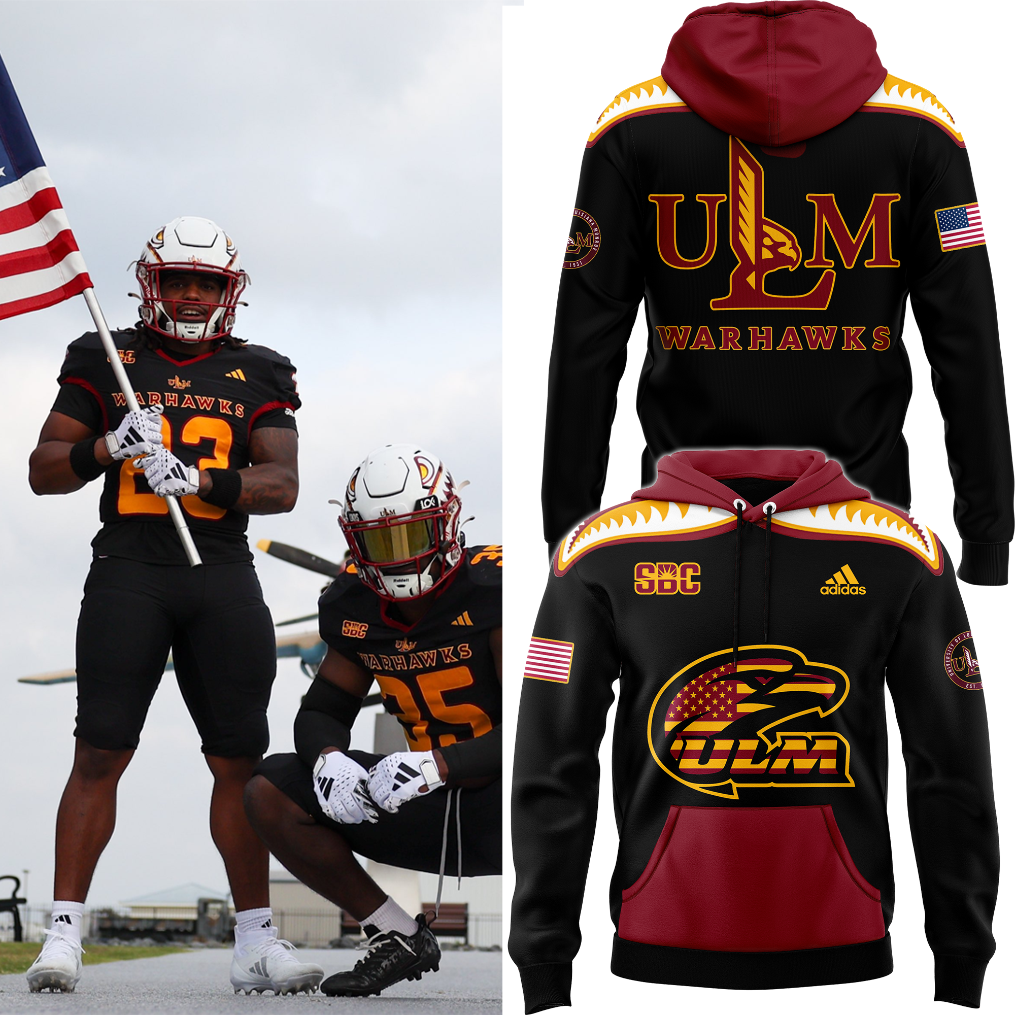 ULM Football Salute to Service Premium Pullover Hoodie - Famjoys ULM Football Salute to Service Premium Pullover Hoodie - Famjoys