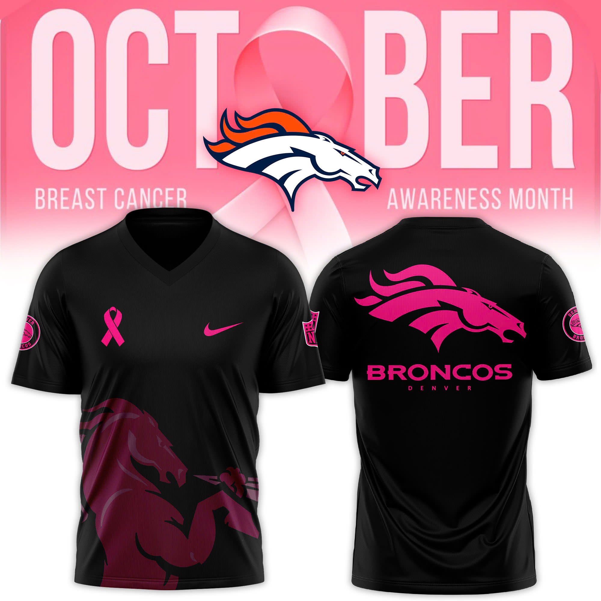 Unise Black Denver Broncos Crucial Catch V neck T shirt - Famjoys Unise Black Denver Broncos Crucial Catch V neck T shirt - Famjoys
