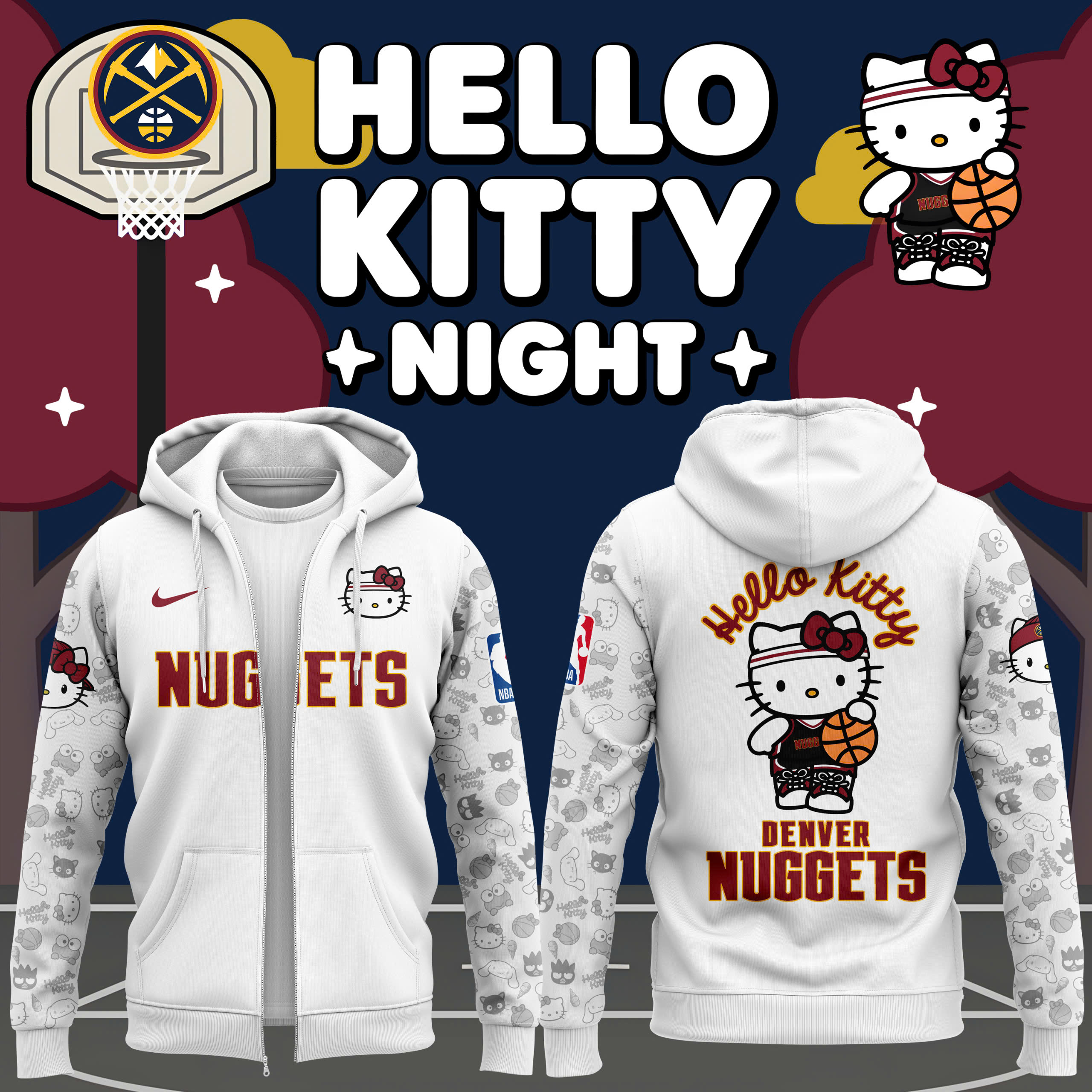 Unise Denver Nuggets Night Premium Zip Hoodie - Famjoys Unise Denver Nuggets Night Premium Zip Hoodie - Famjoys